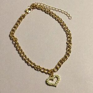 Vintage Gold Bracelet or anklet with Heart Charm valentines day